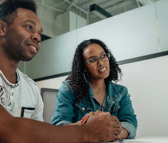 A young couple meeting in United National Bank