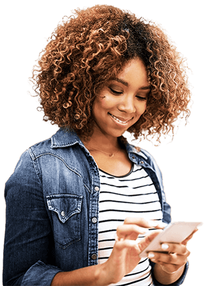 A young lady using her smartphone
