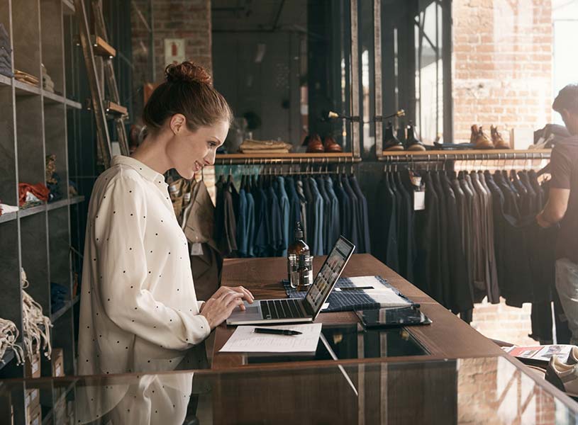 Small business owner in her clothing store